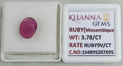 3.78/CT Natural Ruby Stone with Govt. Lab Certificate-16489S207695